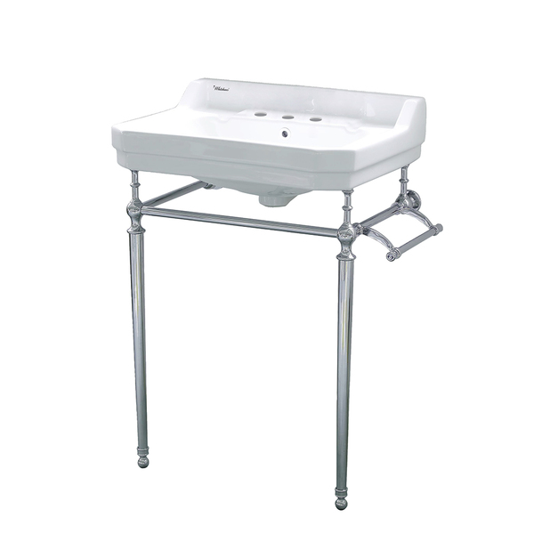 Whitehaus Console W/ Integrated Rctnglr Bowl W/ Widespread Hole Drill, Chrm Leg S WHV024-L33-3H-C